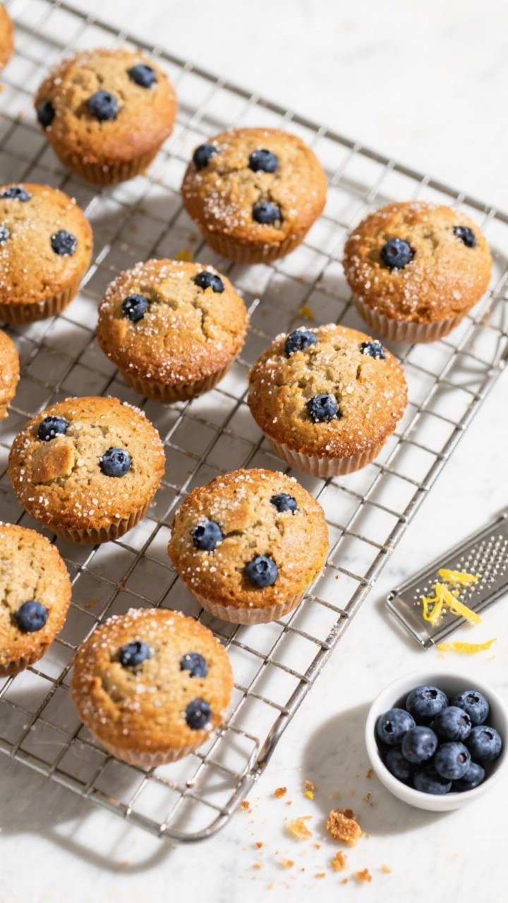 Overhead “tasty top view”: Top-down shot of a cooling rack filled with freshly baked gluten-free