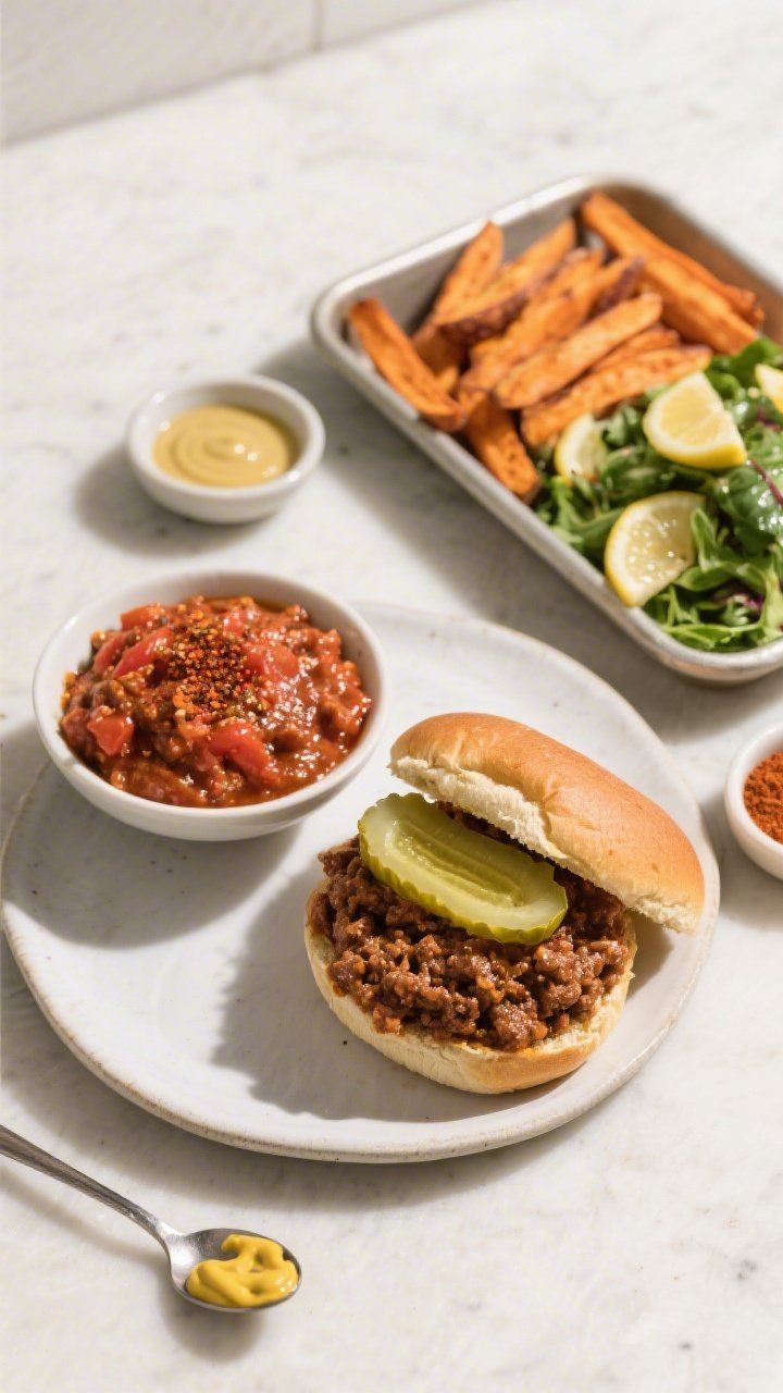 Tasty top view, overhead spread: Overhead shot of a weeknight table scene featuring two assembled Gl